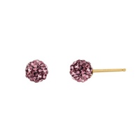 14k Yellow Gold Rose Swarovski Elements Crystal Button Earrings 14k Yellow Gold Rose Swarovski Elements Crystal Button Earrings