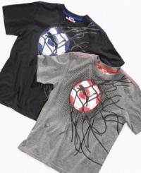 Your little soccer player will get a kick out of this Puma ball and net graphic tee. Your little soccer player will get a kick out of this Puma ball and net graphic tee.