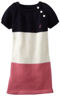 Nautica Sportswear Kids Girls 2-6X Bold Stripe Sweater Dress, New Sport Navy, 2T