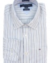 Tommy Hilfiger Mens Long Sleeve Custom Fit Button Down Shirt - XL - White/Blue/Navy