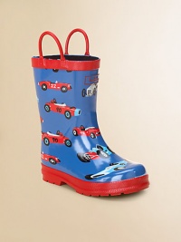 He'll love stomping in puddles when he pulls on these adorable rubber boots with a soft jersey lining, vintage car design and handles for easy on and off.Rubber upperCotton liningRubber soleImported He'll love stomping in puddles when he pulls on these adorable rubber boots with a soft jersey lining, vintage car design and handles for easy on and off.Rubber upperCotton liningRubber soleImported