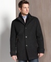 Change it up. Easily alter your look with this Kenneth Cole car coat with a removable bib.