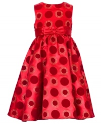 Make her holiday season bright with Rare Editions' dazzling glitter dot dress. Make her holiday season bright with Rare Editions' dazzling glitter dot dress.