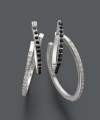 Striking contrast. Sweet sparkle combines with black and white diamond accents in these luxe hoop earrings. Crafted in 14k white gold. Approximate diameter: 1-1/16 inches.
