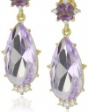 Judith Ripka Candy Candy Pear Drop with Square Stone Purple Earrings