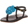 Ralph Lauren Layette Suzanne Floral T-Strap Sandal (Infant/Toddler),Black/Turquoise,2 M US Infant