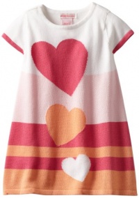 Design History Girls 2-6X Stripe Sweater Dress With Heart, White Combo, 2T