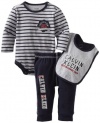 Calvin Klein Baby-boys Newborn Bodysuit with Stripes Pant And Bib, Assorted, 6-9 Months