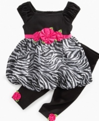 Add exotic flair to her wardrobe with this animal-print dress and legging set from Sweet Heart Rose. Add exotic flair to her wardrobe with this animal-print dress and legging set from Sweet Heart Rose.