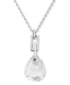 A rectangular structural detail on Swarovski's Mini Parallele necklace offsets a teardrop-shaped crystal. The result: hard edges juxtaposed with soft curves, creating a chic contrast. Crafted in silver tone mixed metal. Approximate length: 15 inches + 2-inch extender. Approximate drop: 1 inch.