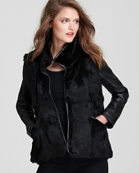 Luxe textures meet in this fur and leather jacket from 10 Crosby Derek Lam--the ultimate city-chic top layer. Luxe textures meet in this fur and leather jacket from 10 Crosby Derek Lam--the ultimate city-chic top layer.