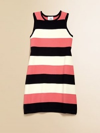 Go mod in this wide-striped shift dress in a girl-perfect palette.Scoop neckSleevelessWide allover stripesPull-on style72% viscose/28% polyesterDry cleanImported Go mod in this wide-striped shift dress in a girl-perfect palette.Scoop neckSleevelessWide allover stripesPull-on style72% viscose/28% polyesterDry cleanImported