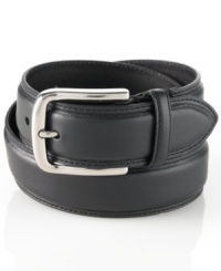 You can't go wrong with the sleek, stitched design of this casual vachetta leather belt from Club Room. You can't go wrong with the sleek, stitched design of this casual vachetta leather belt from Club Room.
