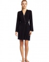 Calvin Klein Womens Essentials With Satin Short Robe, Black, X-Small/Small