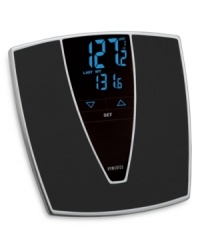 A step in the right direction. This sleek, smart scale displays current, last and percent of weight loss, helping you live a healthier lifestyle by keeping a precise record of your slim-down process. One-year warranty. Model SC-373. A step in the right direction. This sleek, smart scale displays current, last and percent of weight loss, helping you live a healthier lifestyle by keeping a precise record of your slim-down process. One-year warranty. Model SC-373.