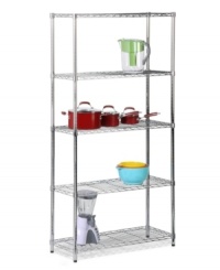Shelve it-stop dealing with clutter and just put it away! A durable steel frame holds three contemporary grid-patterned adjustable shelves, so you can store and display all types of equipment. Ideal for washrooms, garages or commercial kitchens, this heavy-duty unit can hold up to 200 pounds per shelf for a storage solution that never backs down. Limited lifetime warranty. Shelve it-stop dealing with clutter and just put it away! A durable steel frame holds three contemporary grid-patterned adjustable shelves, so you can store and display all types of equipment. Ideal for washrooms, garages or commercial kitchens, this heavy-duty unit can hold up to 200 pounds per shelf for a storage solution that never backs down. Limited lifetime warranty.