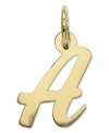 The perfect gift for Abigail. This polished A initial charm features a pretty, small script design in 14k gold. Chain not included. Approximate length: 7/10 inch. Approximate width: 3/10 inch.