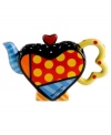 A lot to love, the mini Heart teapot is shaped by the vivid colors and bold patterns of world-renowned Brazilian artist Romero Britto. Fun for use and display!