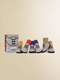 Six pairs of colorful, lace-up oxford-printed socks, packaged in an adorable keepsake box.Cotton/Nylon/SpandexMachine washImported Six pairs of colorful, lace-up oxford-printed socks, packaged in an adorable keepsake box.Cotton/Nylon/SpandexMachine washImported