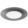 The bold industrial look of cast iron gets an elevated update with this fine assortment of Limoges porcelain dinnerware from Michael Aram. Each vivid white piece is edged with a wide band of lustrous metallic gray.