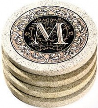Thirstystone Sandstone Monogram M Coaster Set Thirstystone Sandstone Monogram M Coaster Set