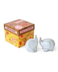 Never forget to season your food with Elephant salt and pepper shakers by Jonathan Adler. A bright, exotic print makes the boxed set extra irresistible. Never forget to season your food with Elephant salt and pepper shakers by Jonathan Adler. A bright, exotic print makes the boxed set extra irresistible.