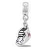 DaVinci Pink Crystal May Birthstone Hightop Shoe European/Memory Dangle Charm Double Sterling Layered Bead - Fits Pandora Bracelets