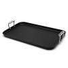 Spanning across two burners, this generously-sized stovetop grille lets you cook juicy steaks and burgers all year long. Its ridged, nonstick surface sears in grill marks and catches excess fat for easy, delicious, healthy meals in minutes.