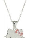 Hello Kitty Silver Pink Large Crystal Accent Pendant Necklace