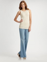 Cotton scoopneck with open stitching and a form-fitting silhouette. ScoopneckSleevelessCottonDry cleanImported Cotton scoopneck with open stitching and a form-fitting silhouette. ScoopneckSleevelessCottonDry cleanImported