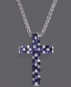 A unique spin on the traditional cross pendant. Balissima by Effy Collection's stunning style features a gradation of blue hues in shades of sapphire (2-1/4 ct. t.w.). Setting and chain made in sterling silver. Approximate length: 18 inches. Approximate drop: 1-3/8 inches.