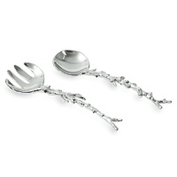 This useful serving set is a hosting essential for larger seafood dishes. The handles are nickel plate coral to evoke the ocean environment. This useful serving set is a hosting essential for larger seafood dishes. The handles are nickel plate coral to evoke the ocean environment.