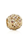 A Celtic-inspired charm in 14K gold with pink topaz bezel-set stone accents from PANDORA.