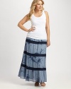 An instant charmer, this tie-dye skirt is perfectly complemented by bohemian crochet and a pretty, ruffle hem.Elasticized waistbandAllover printCrochet trimRuffle hemAbout 41 longCottonHand washImported