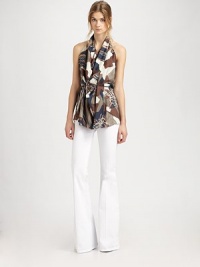 Sumptuous silk drapes beautifully on this printed design, complete with a sexy open back. Cowl halterSelf-tie at waistAllover abstract printOpen backBack zip closureAbout 27 from shoulders to hemSilkDry cleanImportedModel shown is 5'9½ (176cm) wearing US size 4. Sumptuous silk drapes beautifully on this printed design, complete with a sexy open back. Cowl halterSelf-tie at waistAllover abstract printOpen backBack zip closureAbout 27 from shoulders to hemSilkDry cleanImportedModel shown is 5'9½ (176cm) wearing US size 4.