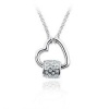 Keep Me in Your Heart Interlocking Heart and Ring Sea Blue Crystal Pendant Necklace Fashion Jewelry