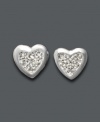 You simply can't go wrong with studs. These fun, flirty heart stud earrings feature a sleek sterling silver setting and round-cut pave diamond (1/10 ct. t.w.) Approximate size: 1/4 inch.