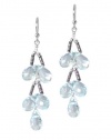 Sterling Silver Faceted Teardrops Tiered Wire-Wrapped Earrings, Aqua Blue