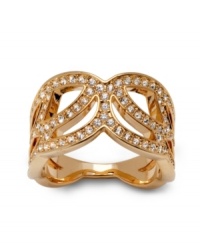 Flight of fancy. A stylish winged design takes flight on this stylish filigree Protect ring from Swarovski. Embellished with sparkling clear pavé crystal stones, it's crafted in gold tone mixed metal. Size 7. Flight of fancy. A stylish winged design takes flight on this stylish filigree Protect ring from Swarovski. Embellished with sparkling clear pavé crystal stones, it's crafted in gold tone mixed metal. Size 7.