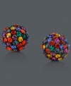 Turn on the brights. Dazzle with color in these multifaceted stud earrings from Unwritten. Each sterling silver ball is donned with pave-set crystals to refract light in a myriad of colors. Approximate diameter: 1/3 inch.