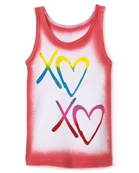 Heartwarming hugs and kisses add color and cheer to this fun-to-wear tank from Flowers by Zoe. Heartwarming hugs and kisses add color and cheer to this fun-to-wear tank from Flowers by Zoe.