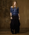 Crafted in a flared and full maxi silhouette, Denim & Supply Ralph Lauren's cotton slub jersey tiered skirt exudes bohemian sensibility with unique tie-up details for a versatile beach-to-streets look.