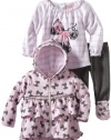 Nannette Baby-girls Infant 3 Piece Bow Hoodie Set, Pink, 24 Months