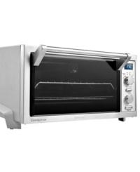 An instant classic in your kitchen. Prepping food 30-40% faster than standard toaster ovens, this professional cooker uses a fan to distribute heat faster and more evenly for perfect results. The incredibly large 2-tier capacity can cook up to 2 pizzas or bake an entire entree at once. 1-year warranty. Model DO1289. An instant classic in your kitchen. Prepping food 30-40% faster than standard toaster ovens, this professional cooker uses a fan to distribute heat faster and more evenly for perfect results. The incredibly large 2-tier capacity can cook up to 2 pizzas or bake an entire entree at once. 1-year warranty. Model DO1289.