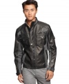 Rock this modern bomber jacket from INC International Concepts for some seasonal style that makes a statement.
