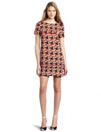 Julie Dillon Women's Short Sleeve Printed Shift Dress, Lobster Multi, 4 Julie Dillon Women's Short Sleeve Printed Shift Dress, Lobster Multi, 4