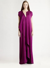 Made from Italian silk, a flowing dress with a lovely cascading-ruffle detail.Split neckShort sleevesRelaxed fitAbout 36 from natural waistSilkDry cleanMade in USA of Italian fabricSIZE & FIT Model shown is 5'10 (177cm) wearing a US size 2. Made from Italian silk, a flowing dress with a lovely cascading-ruffle detail.Split neckShort sleevesRelaxed fitAbout 36 from natural waistSilkDry cleanMade in USA of Italian fabricSIZE & FIT Model shown is 5'10 (177cm) wearing a US size 2.