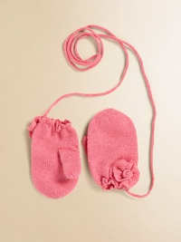 Soothingly soft mittens of pure cashmere, adorned by a darling rose detail. Connecting stringCashmereHand washImported Soothingly soft mittens of pure cashmere, adorned by a darling rose detail. Connecting stringCashmereHand washImported