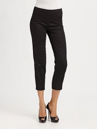 THE LOOKFlat front Side zip closure Sport satin finish Vented back hemTHE FITSlim, cropped leg Slight stretch design Rise, about 9 ½ Inseam, about 25 ½THE MATERIAL97% cotton/3% elastaneCARE & ORIGINMachine wash Imported THE LOOKFlat front Side zip closure Sport satin finish Vented back hemTHE FITSlim, cropped leg Slight stretch design Rise, about 9 ½ Inseam, about 25 ½THE MATERIAL97% cotton/3% elastaneCARE & ORIGINMachine wash Imported