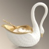 L'Objet Swans 3.5 in x 3.25 in Salt Cellar and Spoon - White